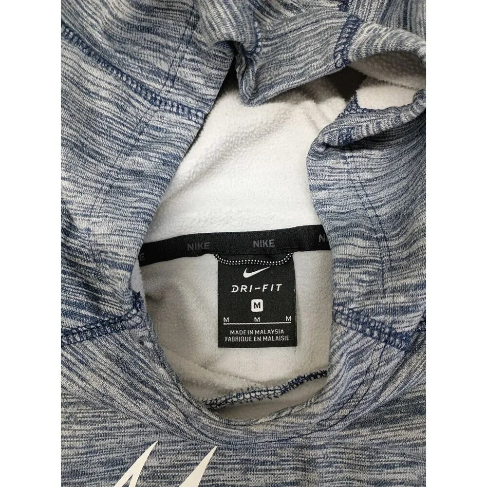 Nike Dri-fit Pullover Hoodie Youth Kids Sz M Front Pocket Fleece Lined Blue/Grey